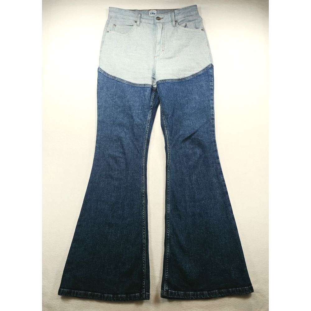 Lee x Kacey Musgraves Two Tone High Rise Flare Jeans Blue 10 112388264